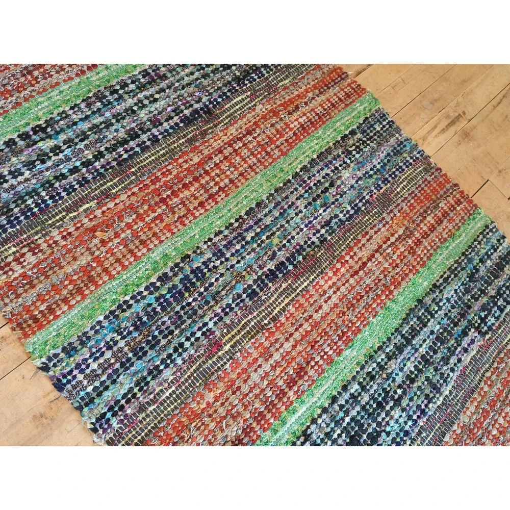 Antique Imported‎ Swedish Hand Made Rag Rug Runner (31 x 96 inches ) Very Pretty